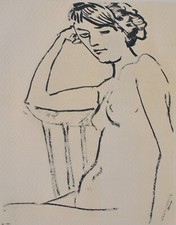 Albert MARQUET : Nu à la chaise, GRAVURE signée, 1948 + certificat