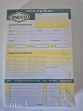 bloc fiche d'atelier YACCO