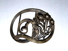 1 BOUCLE de CEINTURE art nouveau motif fleurs signée M R