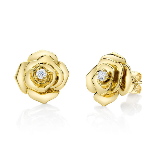 14k jaune diamant - diamant, fleur