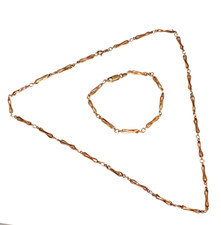 Femmes / Femmes 9ct or Jaune Entortillé Lien Bracelet Et Collier Ensemble