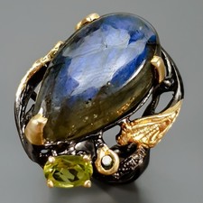 Bague en labradorite naturelle