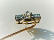 BELLE EPINGLE A CRAVATE ANCIENNE ART DECO en 3 ORS 18K 750/1000° avec SPINELLE