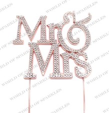 Doré Rose Mr.et Mme Mariage Anniversaire Strass Gem Gâteau Dessus D2