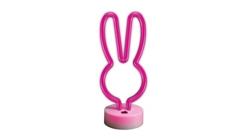 Néon sur socle led - lapin, rose