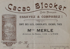 Facture LYON Café des iles chocolat CACAO BLOOKER Thé illustrée 92
