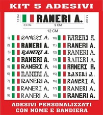 5 Adhésifs Nome + Drapeau Personnalisé Vélo Moto Casque Auto École Rally B03