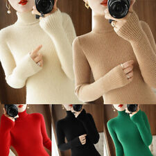 Pull Côtelé À Col Roulé En Cachemire Pour Femme Pull En Laine Unie Pull /