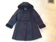 Girls black hooded faux fur coat size 4