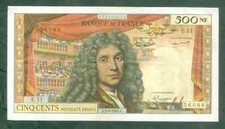 RARE BILLET DE 500NF MOLIÈRE