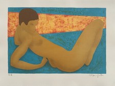 Alain BONNEFOIT - Lithographie originale signée Nu féminin Femme Africaine