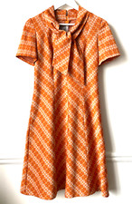 Robe Pure Vintage '70 R. Huguet Paris Orange Argenté Excellent état T36 environ!