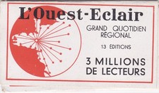 rare petit paquet de papier a cigarette publicitaire "ouest eclair" / rizla +