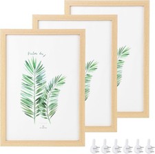 ® Lot de 3 cadres photo A4 en bois de chêne massif avec verre Plexi pour dess...