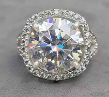 RARE BAGUE SOLITAIRE DIAMANT TRAITÉ BLANC CASSÉ CERTIFIÉ 11,00 CT EN ARGENT 925