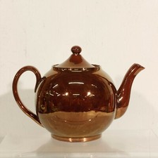 Théière "Mandarine" Sarreguemines vintage émail doré brillant XXème 