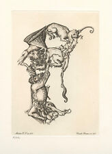 REIMS CÉCILE MAITRE E.S. GRAVURE SIGNÉE DANS LA PLANCHE SIGNED ETCHING ALPHABET
