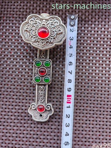 Tibetan silver carved - 4.7",