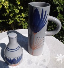 Georges CUEILLE (Vallauris) Ensemble Pichet à orangeade + Confiturier + 5 tasses