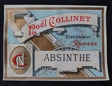 Ancienne étiquette ABSINTHE Noël COLLINET Romsée Art Nouveau absinth label