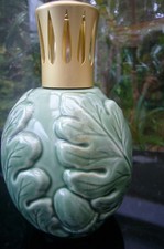 1298 -ANTIQUE LAMPE BERGER  PARIS MADE IN FRANCE " MAJOLICA OACK LEAVES GREEN " 