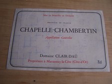 Etiquette vin Chapelle Chambertin grand cru Domaine Clair Dau wine label