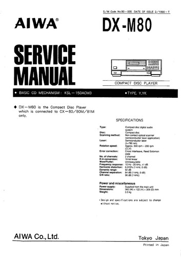 Service manuel instructions - service, d'instructions