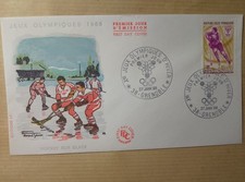 enveloppe premier jour 1968 jeux olympiques d'hiver grenoble hockey sur glace