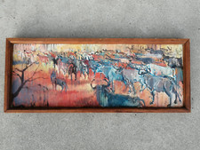 Tableau troupeau taureau huile