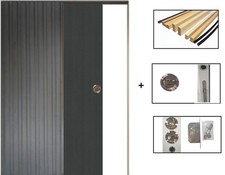 Porte Coulissante Grey Oak H204 X L93 + Systeme A Galandage Et Kit Finition Incl