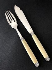 FOURCHETTE et COUTEAU A POISSON en ARGENT Orfèvre LAPPARRA & GABRIEL début XXe