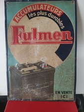 Ancienne plaque publictaire / tôle non émaillée Batteries Fulmen 