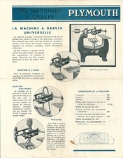 Publicité Plymouth machine à graver universelle moules 