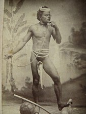photo CDV Allan Hughan, Nouméa - indigènes de la Nlle Calédonie, guerrier Kanak