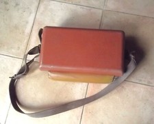 Ancienne sacoche cuir de facteur des PTT caisse rigide avec bourrelet et sangles