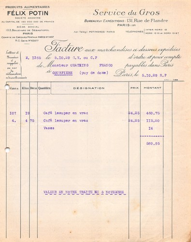 Facture 1930 produits - ,