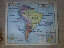 Ancienne carte géographie scolaire d'école Vidal-Lablache N°20 - Amérique du sud