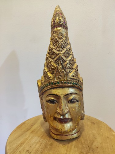 Masque indien dorée bois - masque,