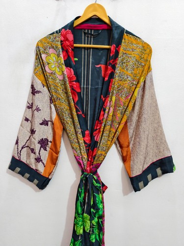 Vintage sari silk kimono - silk,