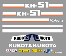 Kubota KH51 Mini Digger Complet Décalque Set avec Sécurité Avertissement Signes