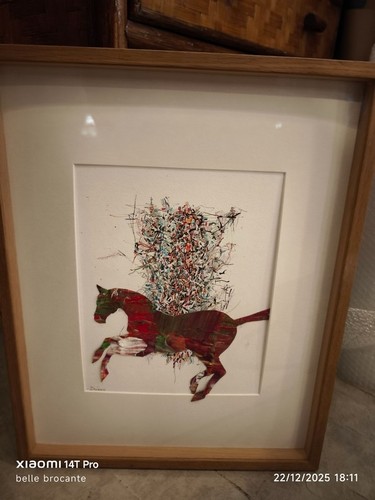 Tableau collage cheval - collage, d
