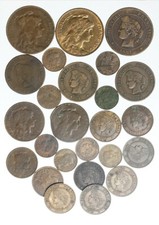 Lot de 25 monnaies en cuivre  (Cérès et Dupuis) 1,2,5 et 10 centimes