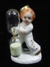 ?? ANCIEN SABLIER PORCELAINE GROOM SAXE MEISSEN COMPTE TEMPS