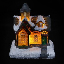  Décoration de village de Noël illuminé : maisons en résine lumineuses aux toits