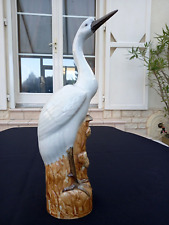 ANCIENNE STATUE GRUE SUR ROCHER PORCELAINE CHINOISE- HAUTEUR 34 CM-TRES BON ETAT