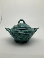 Faïence de RUBELLES Sucrier / Pot à Sucre / relief de pampres fond punctiforme