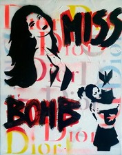 SPACO signed MISS TIC BOMB Dior tableau POP street ART graffiti Banksy french