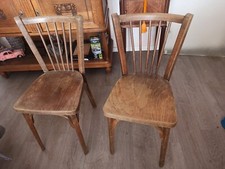 Ancienne Chaise Bistrot BAUMANN Bois Clair Vintage #A566