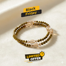 Bracelet de Perles Femme Or – Élégabt à Enrouler – en Verre Bijoux Fantaisie