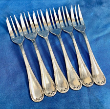 6 FOURCHETTES A GATEAU METAL ARGENTE CHRISTOFLE RUBANS CROISES STYLE LOUIS XVI